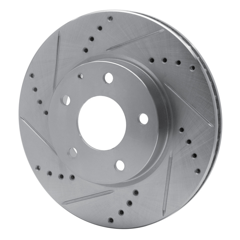 Mazda CX-3 Brake Rotor (1) - Front Left - R1 Concepts - Drilled & Slotted - Silver - `14-`24